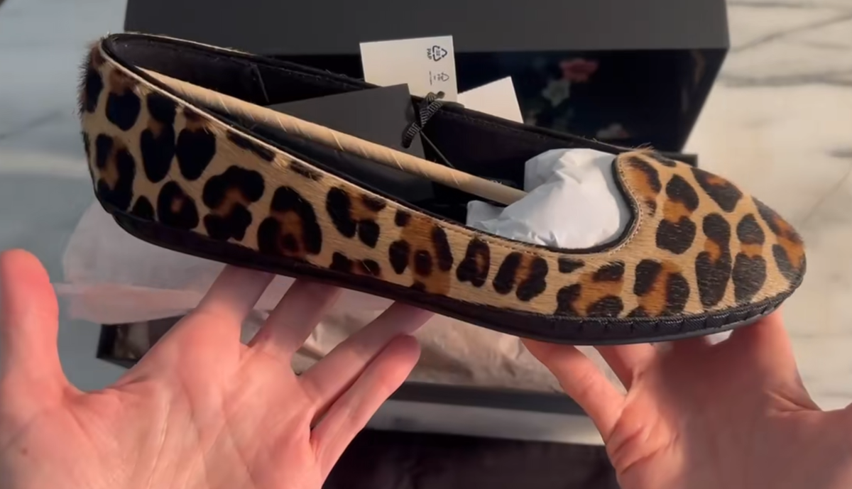Zara x Kate Moss Animal Print Leather Ballet Flats Leopard UK6 UK7 
