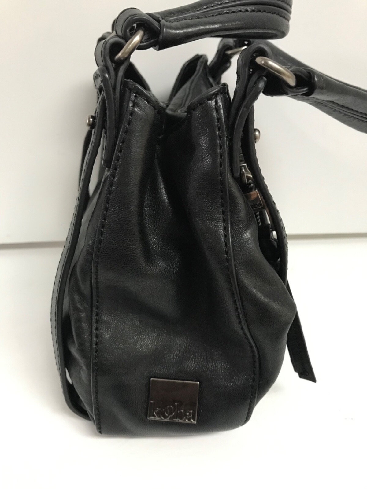 KOOBA Black Leather Hand Carry Purse Satchel Small eBay
