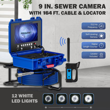 9 In Self-Leveling Sewer Camera 50m/164ft Pipe Inspection Camera w 512Hz Locator