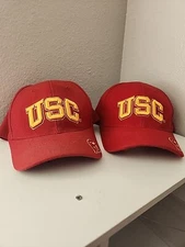 Lot Of 2 USC Trojans Hat Official Collegiate Red Cap  NCAA Size 7 1/8  COD 