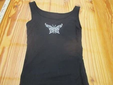 Womens shein black butterfly tank top sz xs