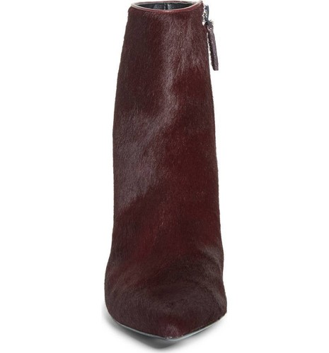NIB Alexander Wang Jude Calf Hair Bootie Bordeaux Burgundy Low Block Boot 37.5 - Picture 4 of 12