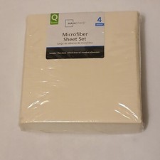 Mainstays Queen size Microfiber Solid Sheet Set, Beige 4 Piece NEW