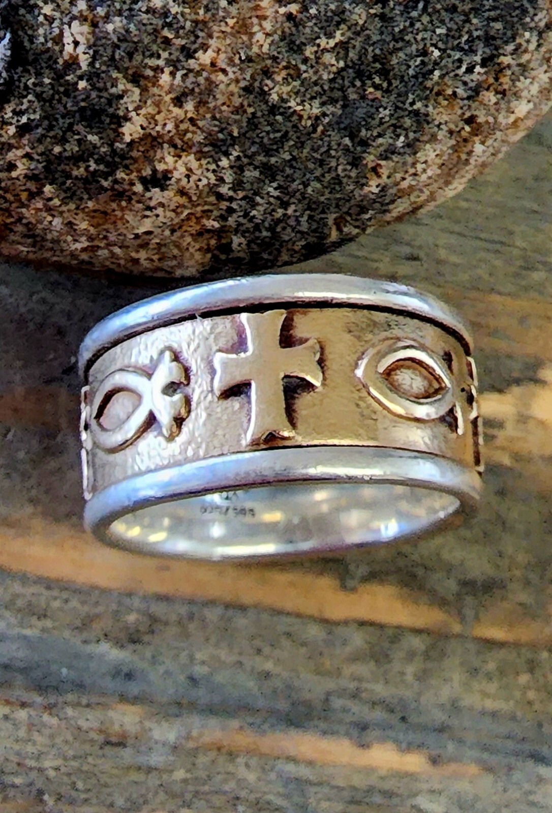 Retired James Avery Wide 14kt Gold Cross and Ichthus … - Gem