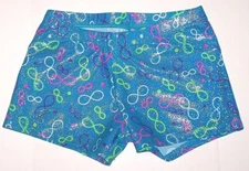 Motionwear Shorts Gymnastics Teal Print Hologram Mystique Infinity New Women M