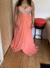Sherri Hill Coral Embellished Prom Dress - size 14