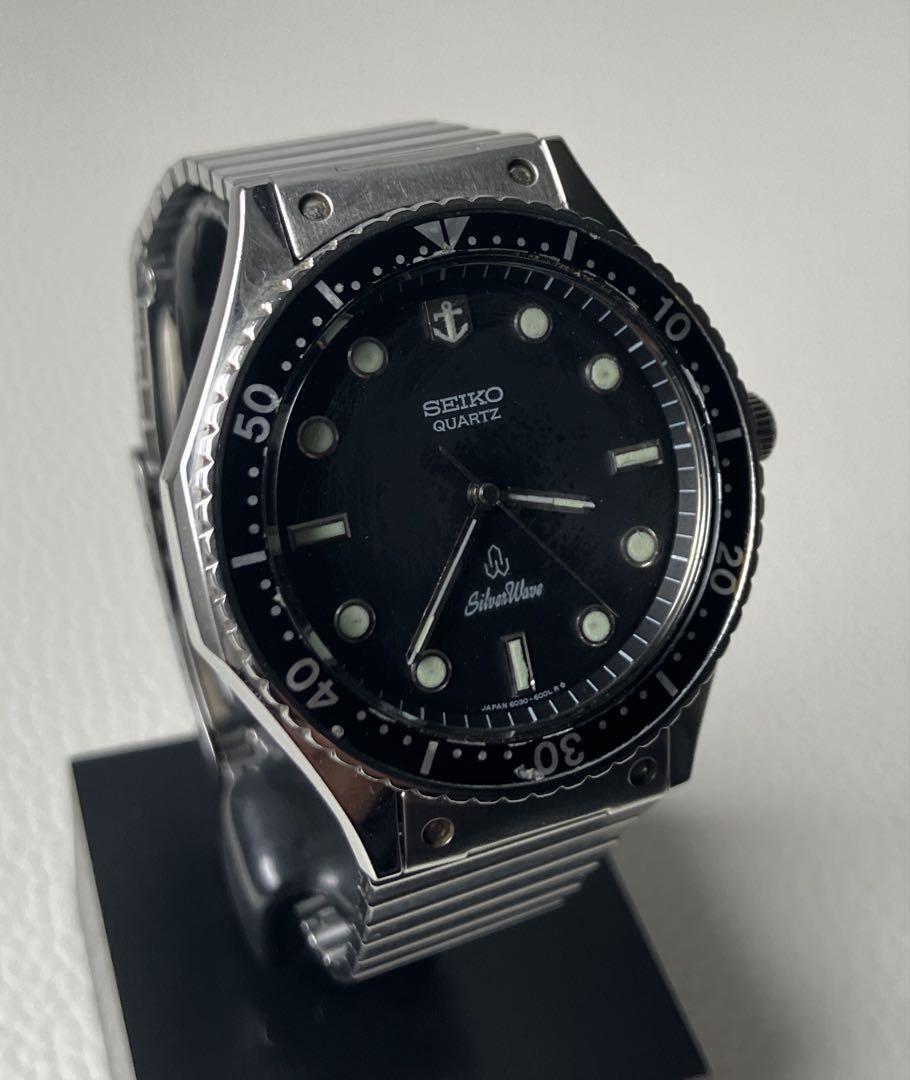 Seiko Silver Wave Quartz Diver 6030-6000, Black Dial, Used, Case: 40x34mm SV115 Seiko Silver Wave Quartz Diver 6030-6000, Black Dial, Used, Case: 40x34mm SV115