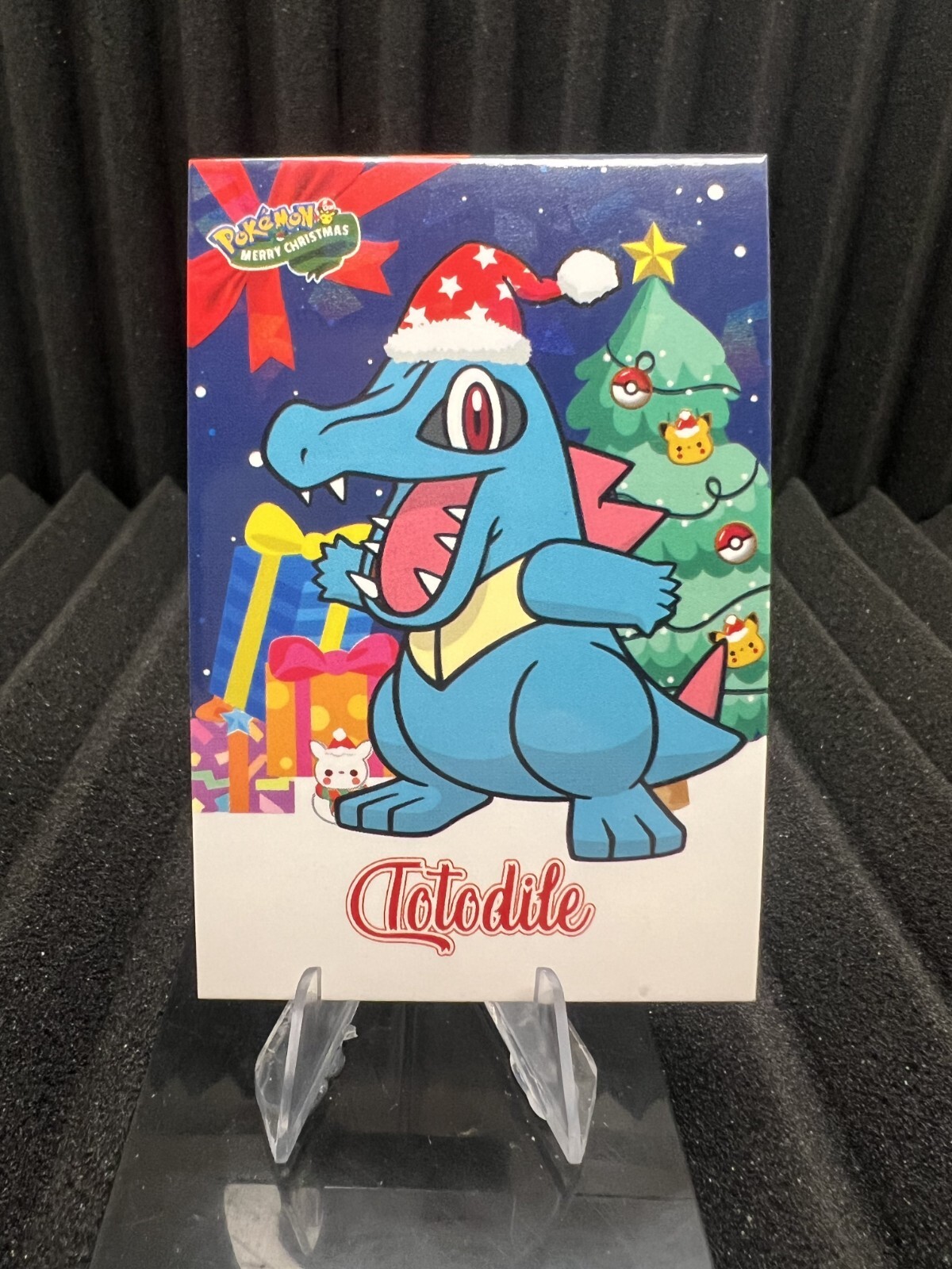 Cracked Ice Holo Totodile Pokemon Christmas Card NM Condition