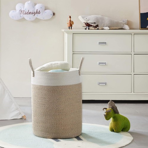 58L Cotton Rope Basket Large Blanket Woven Storage Organiser Nursery Laundry - Picture 19 of 20