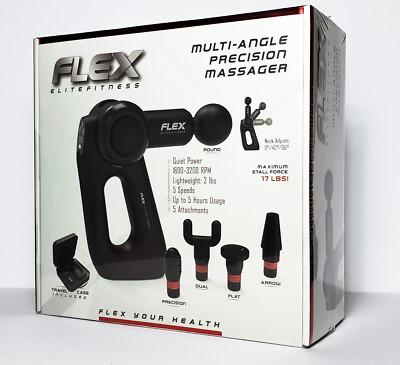 Flex Elite Fitness Multi Angle Precision Massager, 5 Attachments & Travel Case