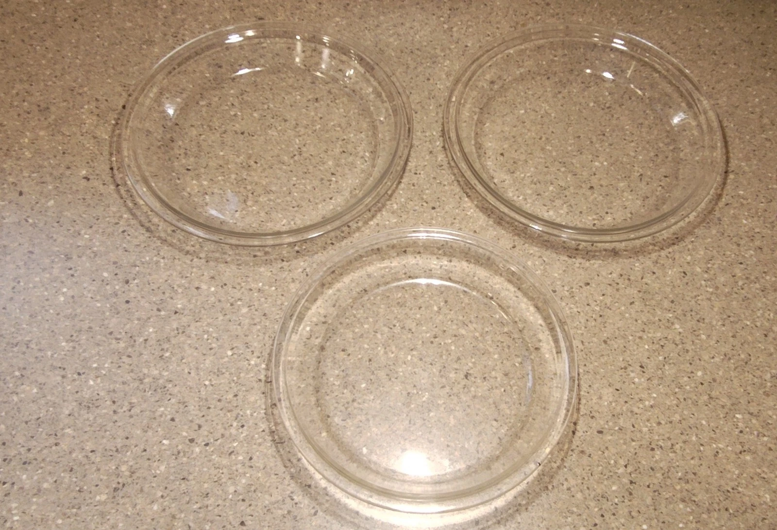 3 VTG Pyrex Corning Clear Glass 2 9" & 1 8.5" #209 Pie Pan Plate Baking Dish USA