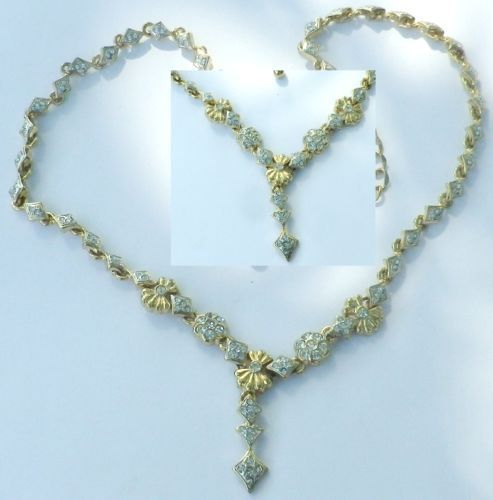 Collier Sautoir Ceinture Couleur Or Avec Cristaux CZ - Modèle Vintage 5292, Occasion Parfait
