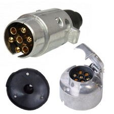 Anhänger Stecker & Steckdose 7-polig Metall Set PKW Anhängerkupplung Dose NEU