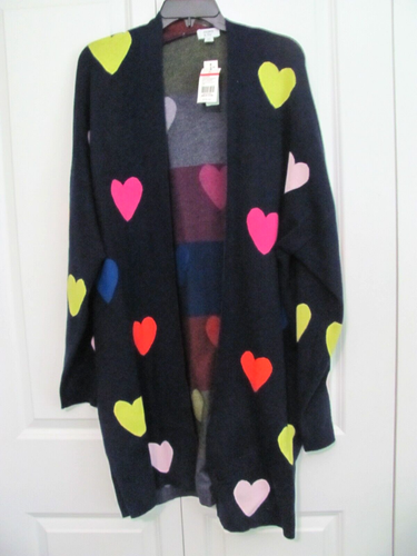 IVY NAVY HEARTS L/S CARDIGAN SWEATER | eBay