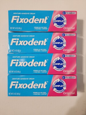 4 Pack Of  Fixodent Denture Adhesives Cream Original 1.40 Oz Each.  Free Shippin