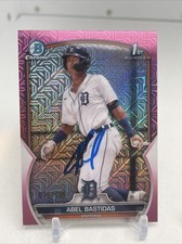 Abel Bastidas 2023 1st Bowman Mojo Pink Refractor  Tigers /199 Signed BCP-113