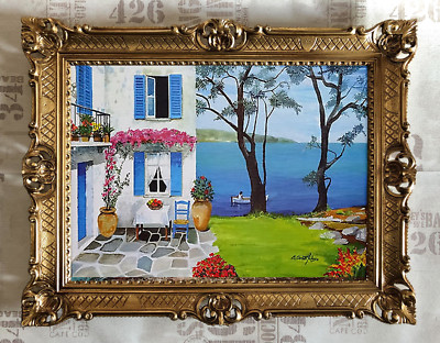 B.Cerutti Felugo Haus am See Wandbild Kunstwerke zeitgenössischen Malern 90x70