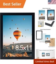 Classic Black Photo Frame 8.5x11 - Easy to Install with Stylish Modern Design
