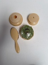 Vintage Art Deco Celluloid Vanity Set with Hair Receiver, Powder Jar, Trinket Bo
