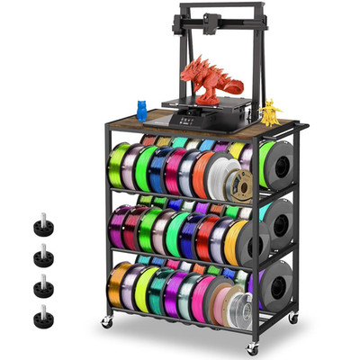 3D Printer Stand with Filament Storage Rack - 3D Printer Table Rolling Printer C