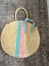 vineyard vines large round straw bag with stripe