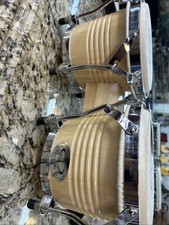 GP Percussion Natural Wood Finish Percussion Bongo Drum Set