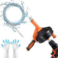 Drain Auger, Clog Remover with Drill Adapter, 25 Feet Flexible Plumbing Snake...