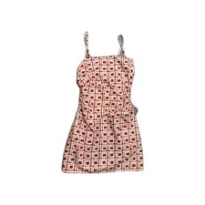 ZARA Cut Out Dress Sz L NENA Mini Geometric Cinch Red Pink Spaghetti  8342 338