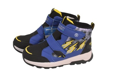 Skechers S Lights Boots Kids Size 4 Blue Black Storm Blazer Hydro Flash Light Up