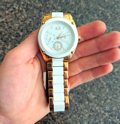 Armani Exchange Womens Watch Rose Gold/White *Needs Battery - Untested
