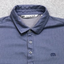 Travis Mathew Polo Shirt Men's Medium Blue Golf Performance Lightweight Logo