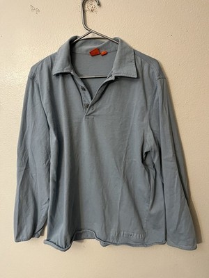 Hugo Boss Orange Mens Size L Blue Long Sleeve Polo Shirt Collar Trim Prep