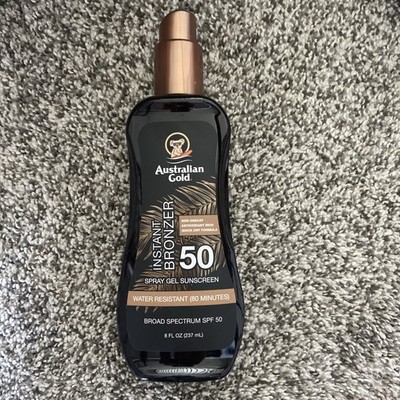 Australian Gold Spray Gel Sunscreen with Instant Bronzer SPF 50 8 Ounce | Moi...