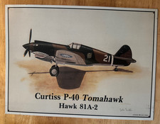 Curtiss P-40 Tomahawk Hawk 81A-2 Tin Sign by John Ficklen 1990