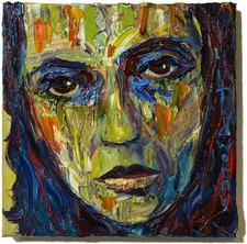 ORIGINAL OIL█PAINTING VINTAGE█ART SIGNED '25 OUTSIDER WOMAN GIRL UNIQUE FAUVE NR