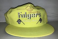 Vtg Folgers Coffee Racing Team Snapback Hat Cap Nascar Made In Usa 80s Racecar