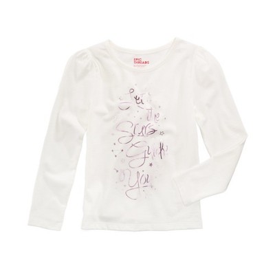 Epic Threads Girls 2T Long Sleeve Shirt, Ivory Graphic Let the Stars Guide You