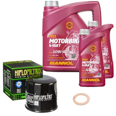 HiFlo Ölfilter Set MANNOL 10W40 6L für Triumph Rocket 2300 III C23XB Bj.2005