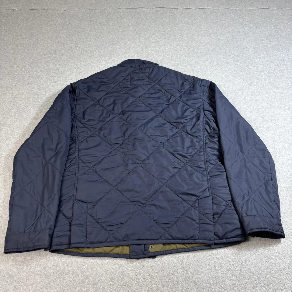 Chaqueta acolchada J Crew para hombre mediana azul marino bolsillo a presión ropa exterior campo granero tareas Foto 2 de 4
