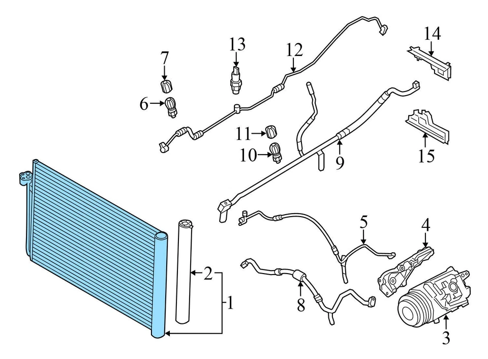 BMW 640I 2012-2013 3,0 L - Condensador de CA 9248173 Foto 3 de 4