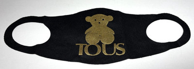 TOUS Black Face Mask with Iconic Gold Bear Logo Accessory