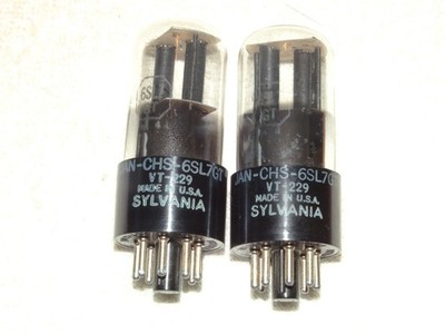 2 x  JAN-CHS-6SL7gt Sylvania Tubes*Very Strong Matched Pair*Tall Boy*1940s*#D5