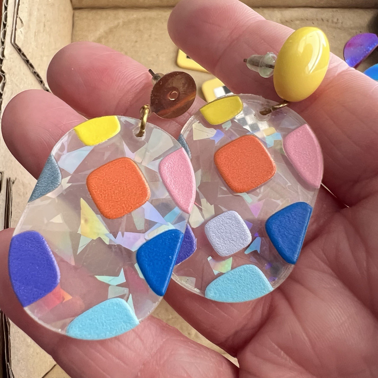 Kitschy Earring Lot Large Statement Colorful Jewe… - image 5