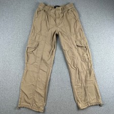Aeropostale Utility Cargo Pants Womens Small Baggy Wide Leg Tan Elastic Waist