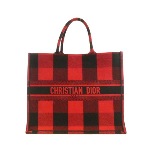 Christian Dior Book Tote Canvas Tote Bag Women Red One Size