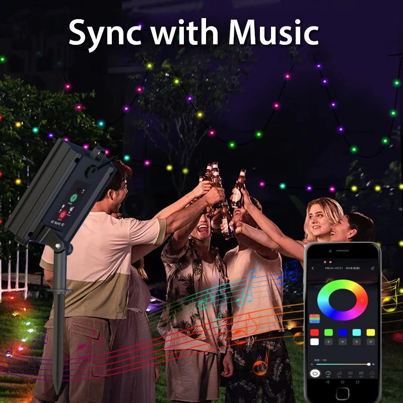 Outdoor Solar LED Strip Lights Music Sync Bluetooth RGB Room Light with Remote - Image 4 of 4