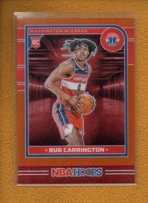 Bub Carrington 2024-25 Panini NBA Hoops Rookie Prizm Premium Orange RC #244 /199