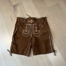 Adisno Lederhosen Brown Bavarian Oktoberfest Shorts Men&rsquo;s 37