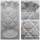 Vintage Westmoreland Old Quilt Pattern #500 White Milk Glass 7" Celery Vase