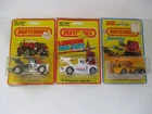 Matchbox Lesney Superfast SF65 Bandag, SF66 Super Boss, SF49 Crane, carded